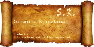Simonits Krisztina névjegykártya